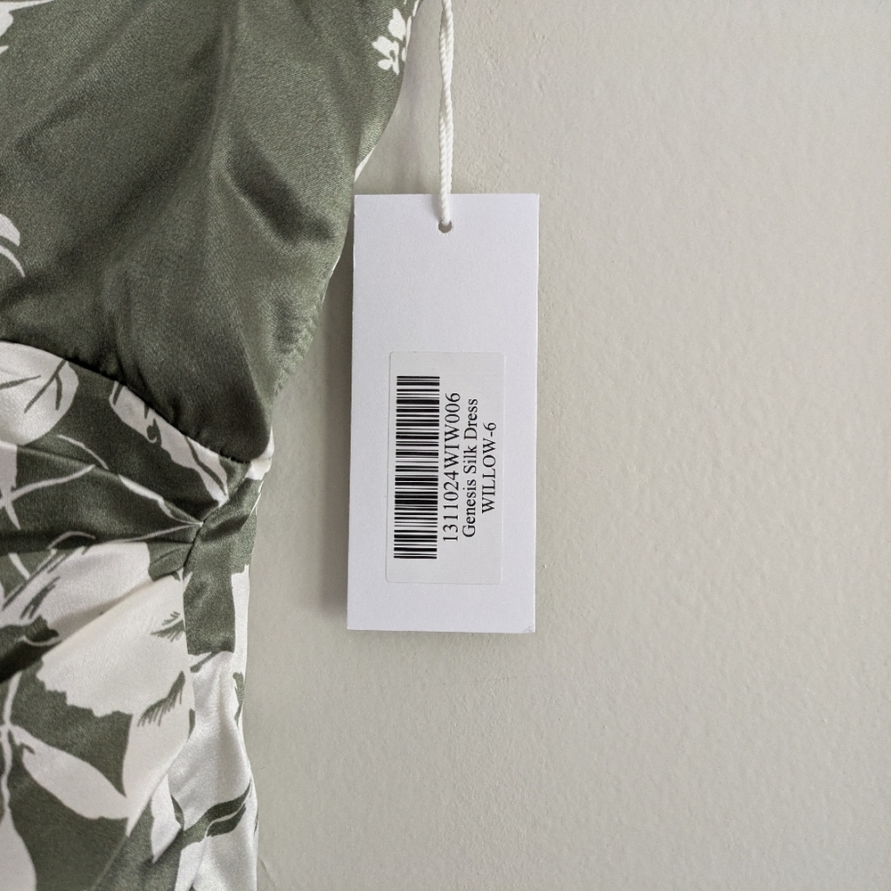 NWT Reformation Genesis Off-shoulder Silk Midi Dress Sz 2 Willow Floral Wrap